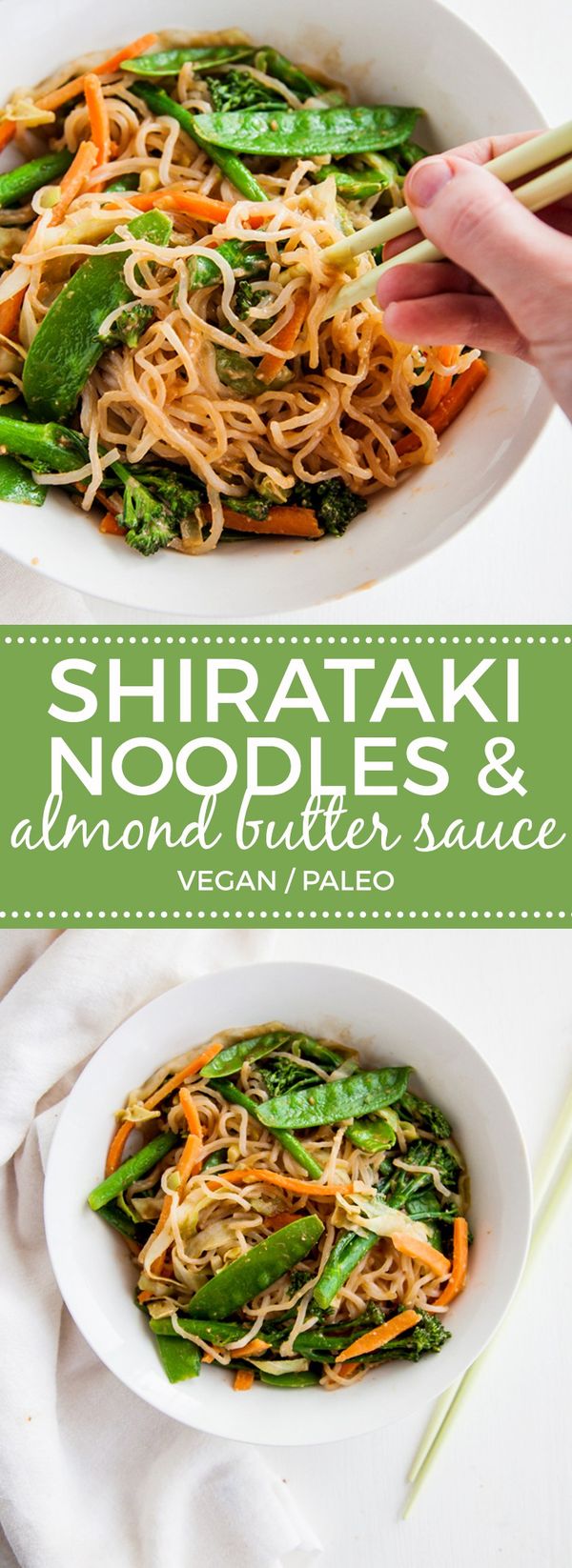 Shirataki Noodles with Almond Butter Sauce (Vegan + Paleo