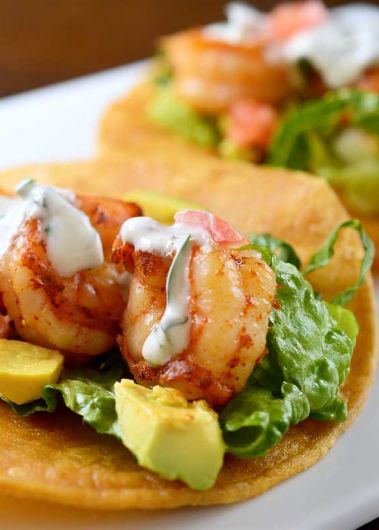 Shrimp Tacos with Cilantro-Lime Sour Cream