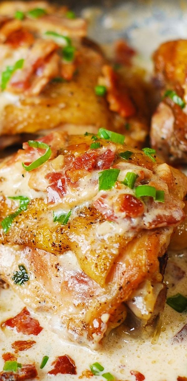 Skillet Chicken with Bacon Cream Sauce