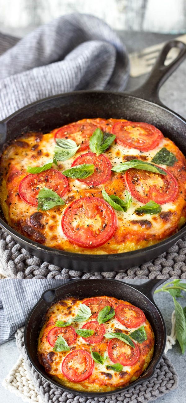 Skillet Margarita Polenta Pizza