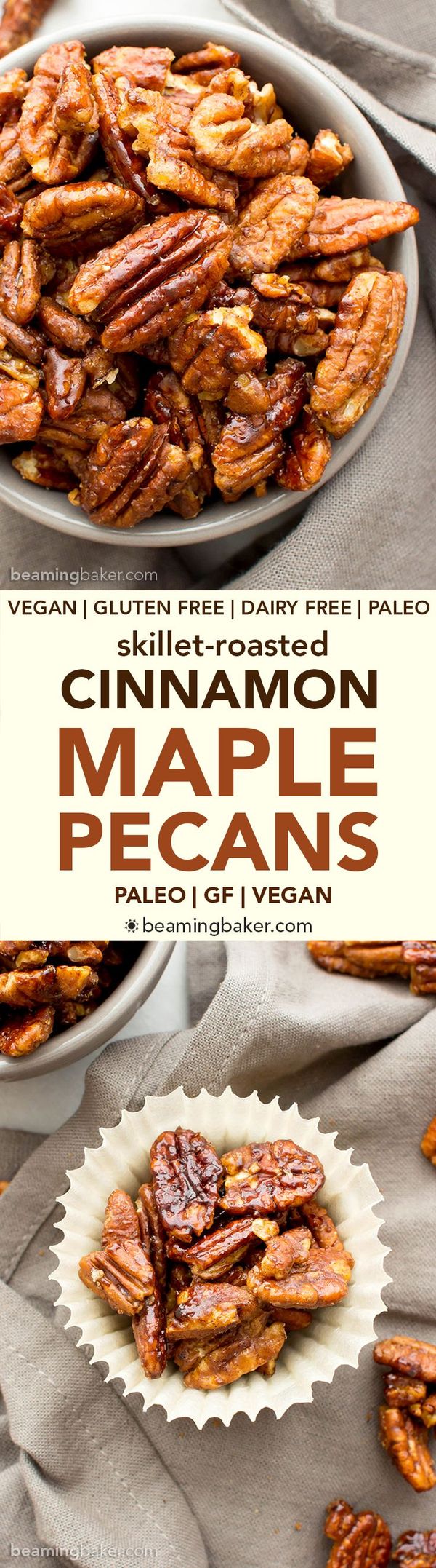 Skillet-Roasted Maple Cinnamon Pecans (Vegan, Paleo, Gluten Free, Dairy Free