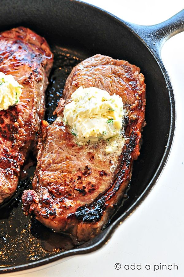 Skillet Steaks with Gorgonzola Herbed Butter