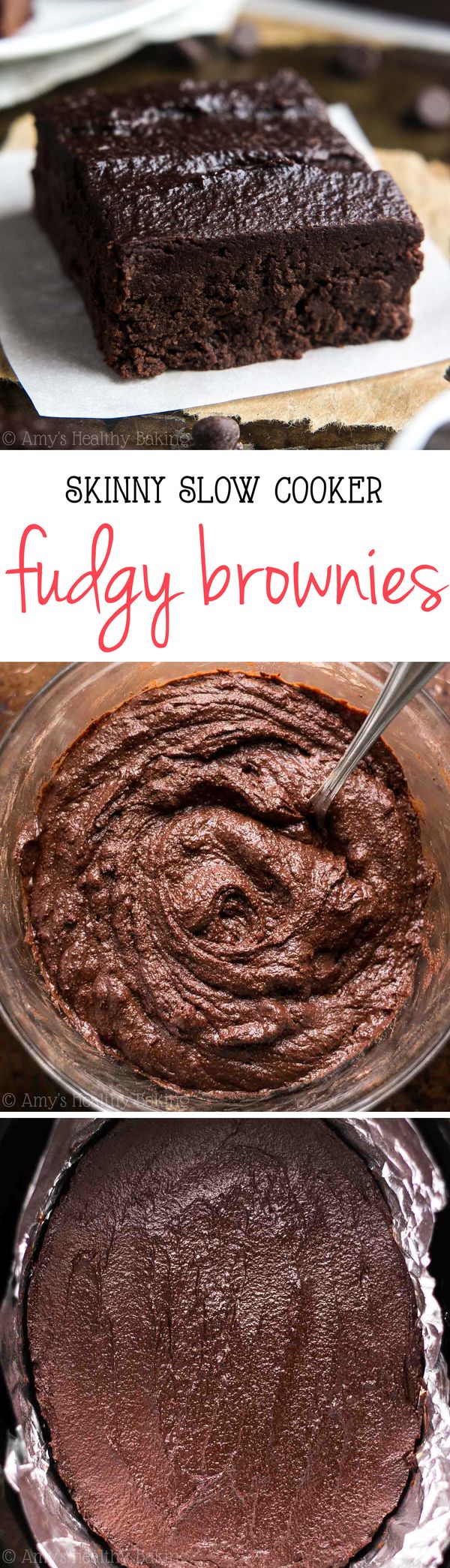 Skinny Slow Cooker Fudgy Dark Chocolate Brownies