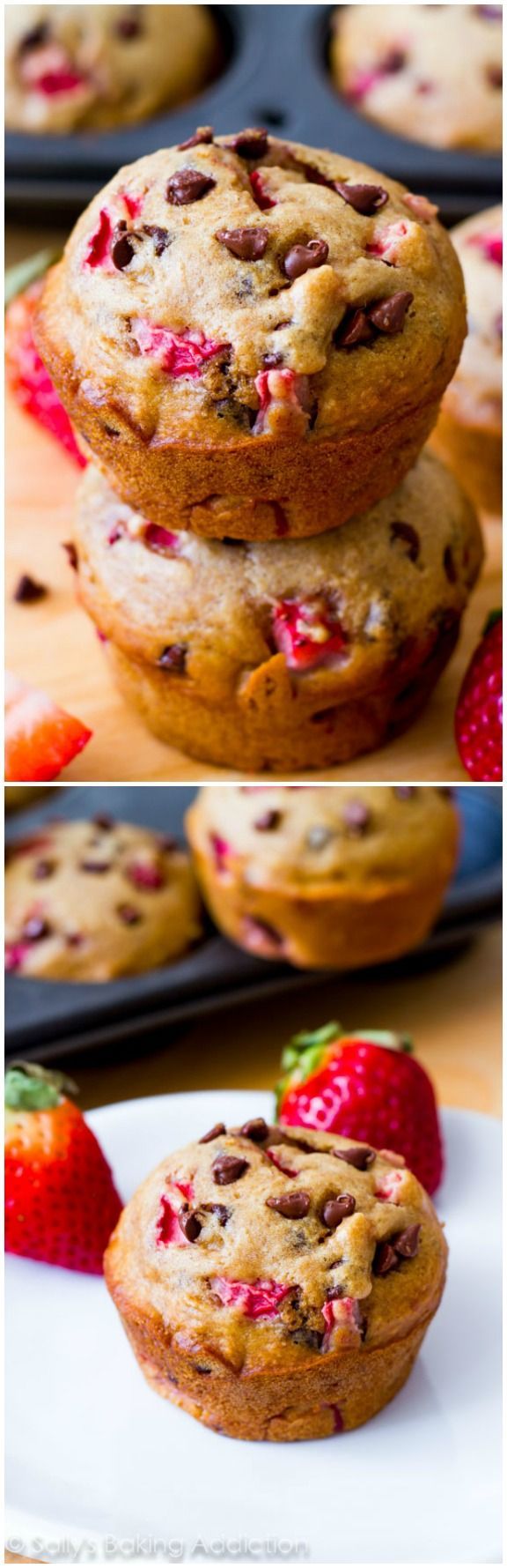 Skinny Strawberry Chocolate Chip Muffins