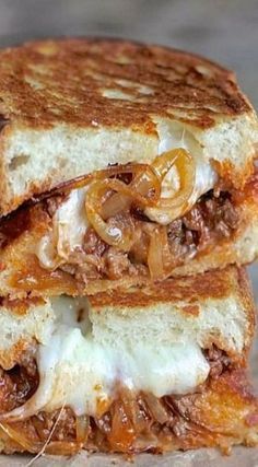 Sloppy Joe Panini With Baby Swiss and Caramelized Onions