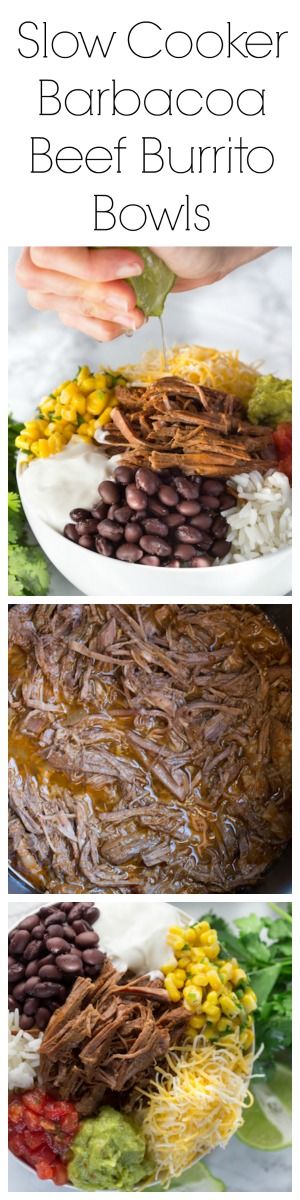 Slow Cooker Barbacoa Beef Burrito Bowls