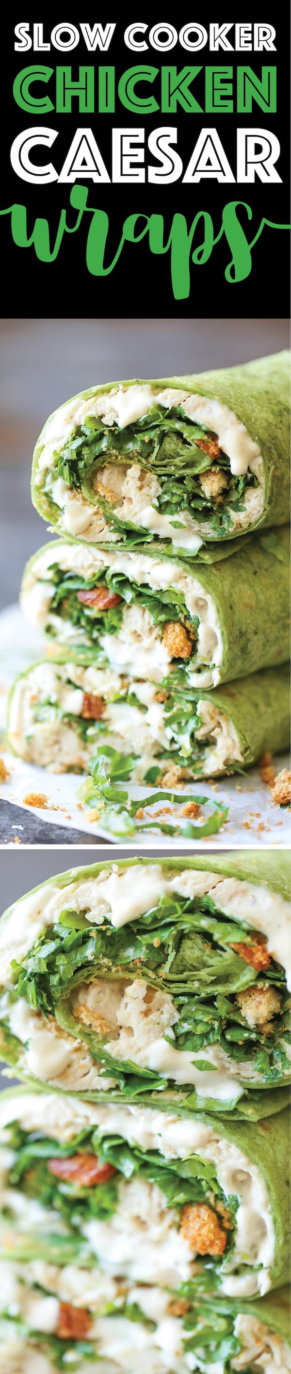 Slow Cooker Chicken Caesar Wraps