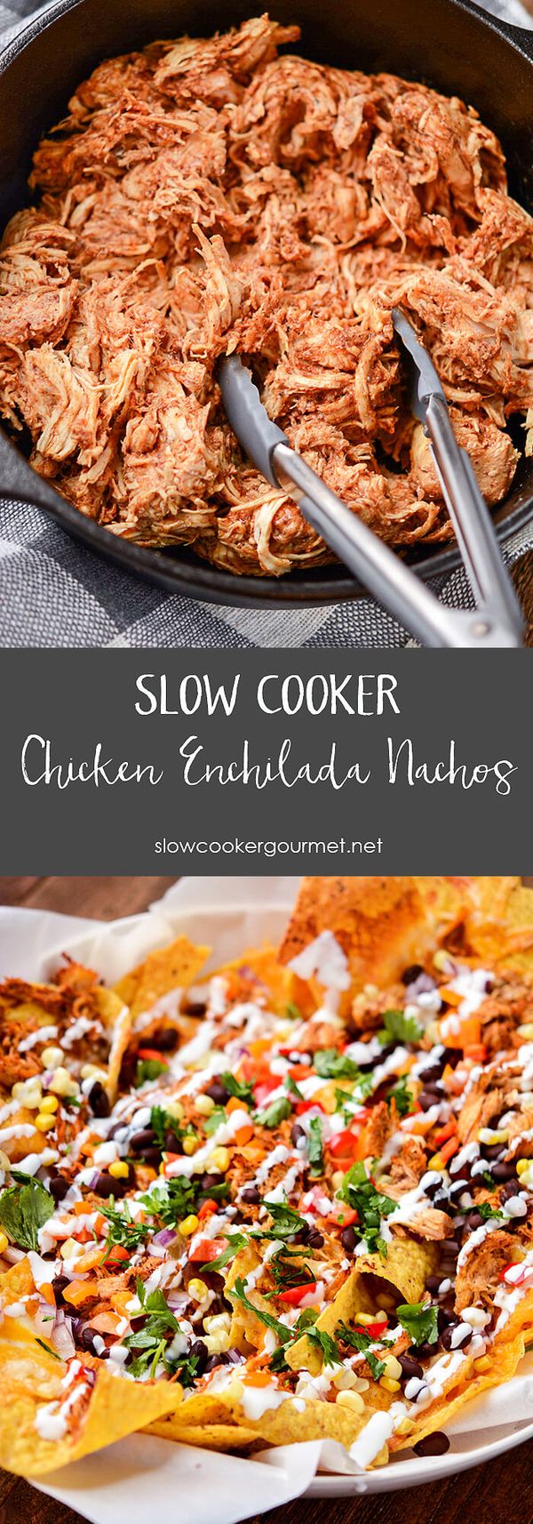 Slow Cooker Chicken Enchilada Nachos