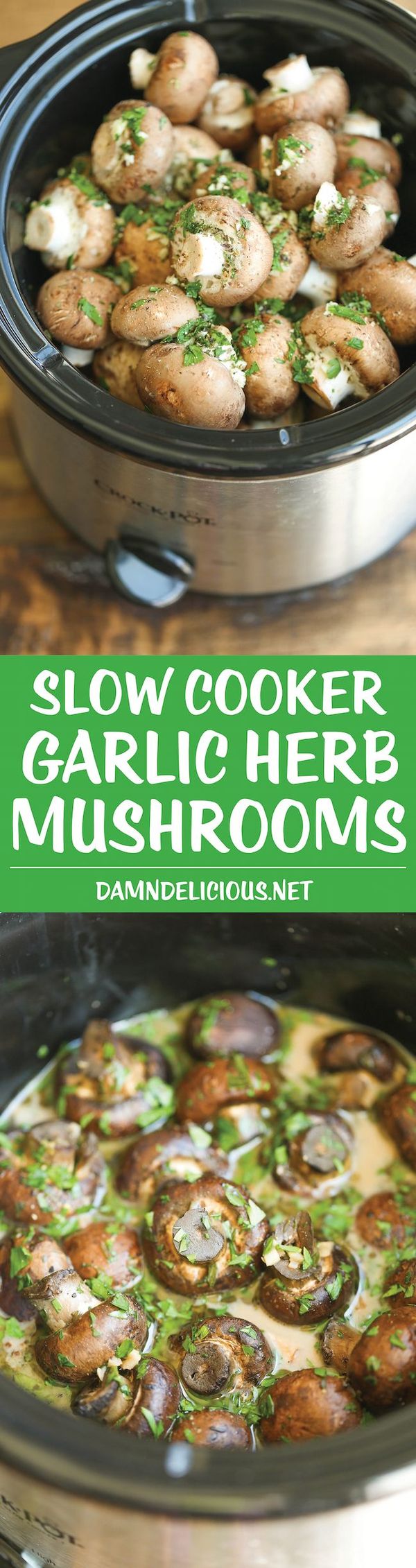 Slow Cooker Garlic Herb Mushrooms