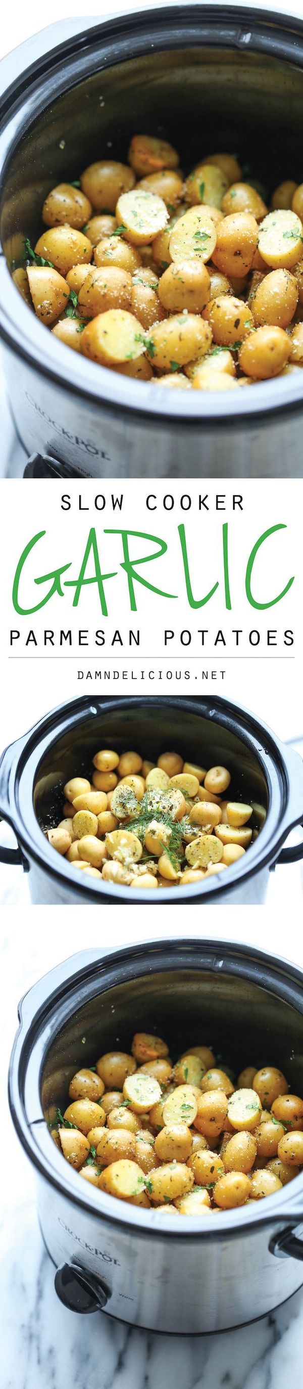 Slow Cooker Garlic Parmesan Potatoes