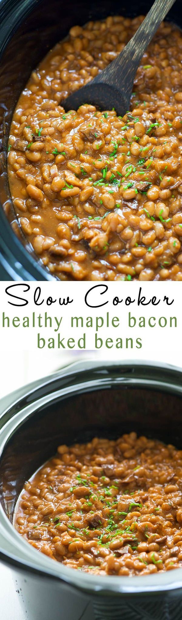 Slow Cooker Healthy Maple Bacon Baked Beans