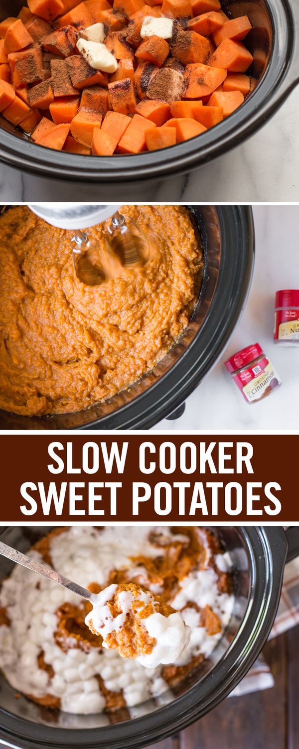 Slow Cooker Mashed Sweet Potatoes with Marshmallows