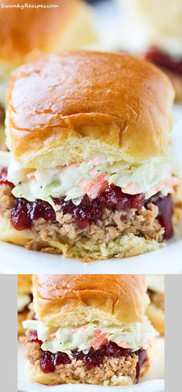 Slow Cooker Pulled Pork Cranberry Slaw Sliders