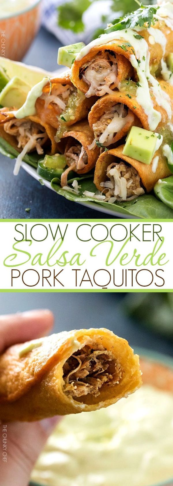 Slow Cooker Salsa Verde Pork Taquitos