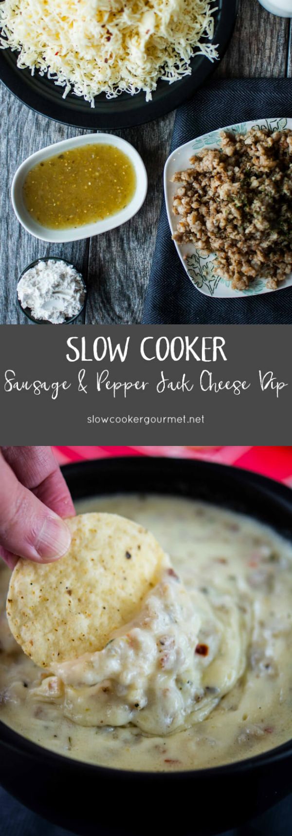 Slow Cooker Sausage and Pepper Jack Cheese Dip