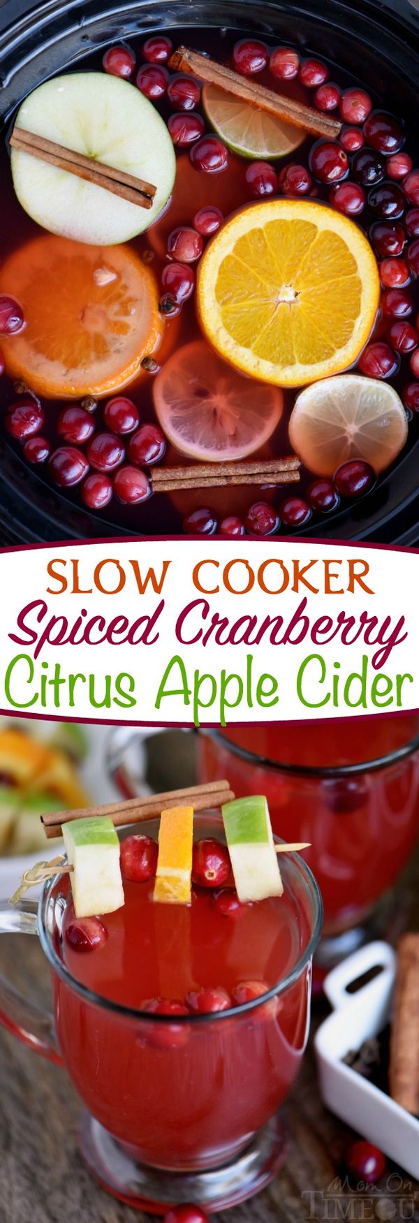 Slow Cooker Spiced Cranberry Apple Citrus Cider