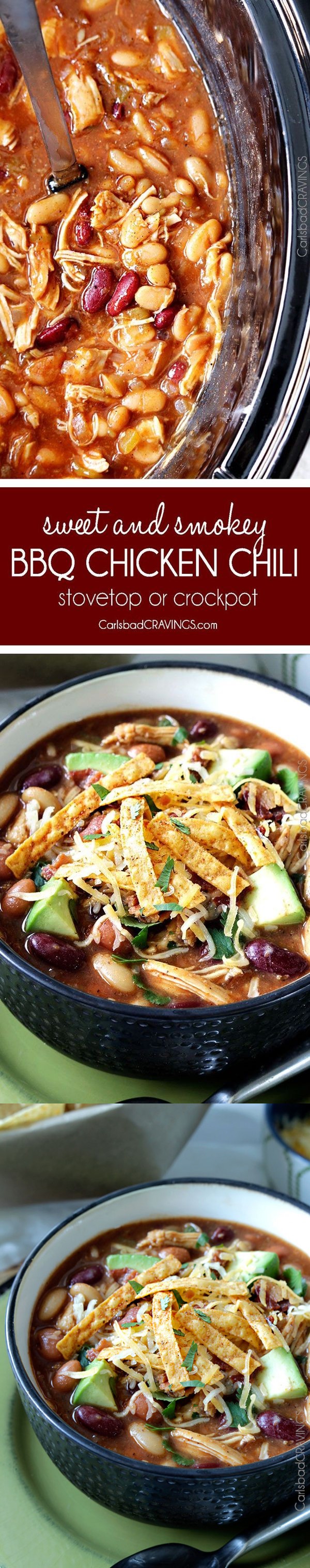 Smoky BBQ Chicken Chili (Slow Cooker or Stove Top