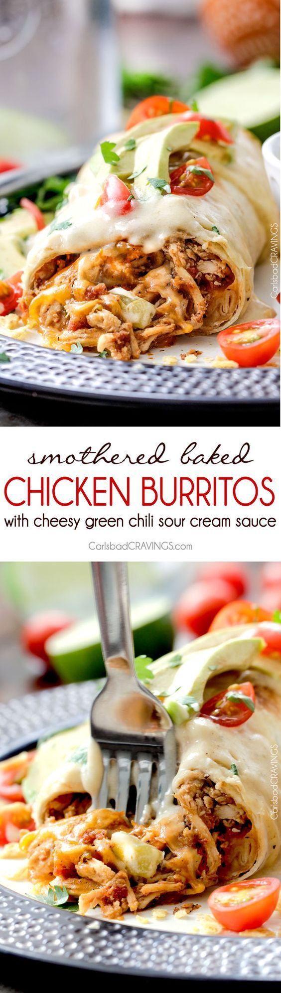 Smothered Baked Chicken Burritos