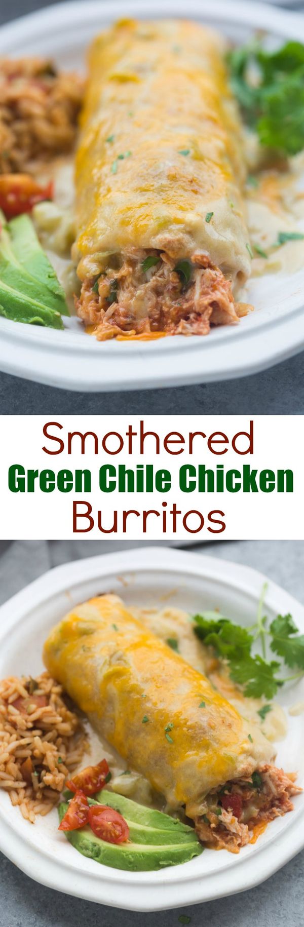 Smothered Green Chile Chicken Burritos