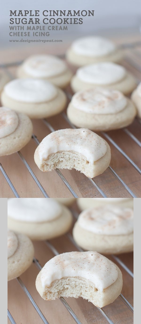 Soft Maple Cinnamon Sugar Cookies with Cream Cheese Maple Glaze