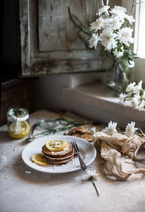 Sourdough Vegan Cinnamon Pancakes with Lemon Topping