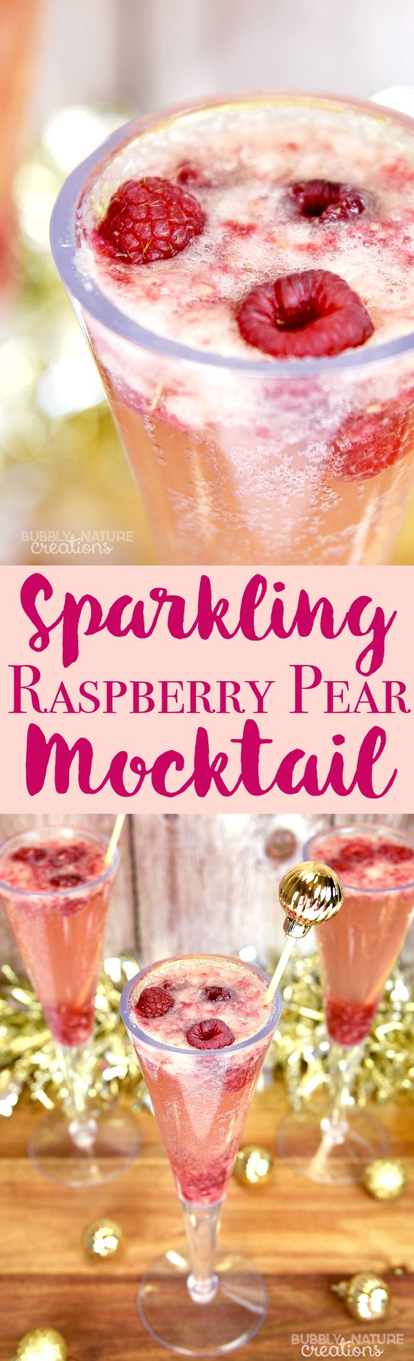 Sparkling Raspberry Pear Mocktail