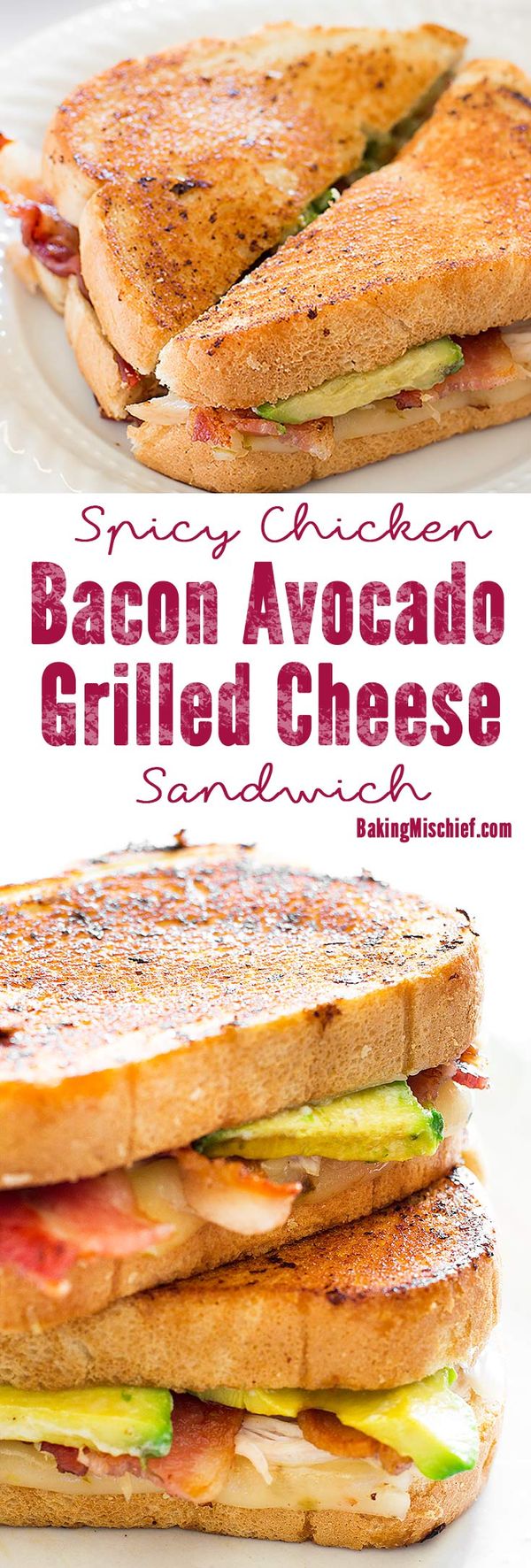 Spicy Chicken Bacon Avocado Grilled Cheese Sandwich