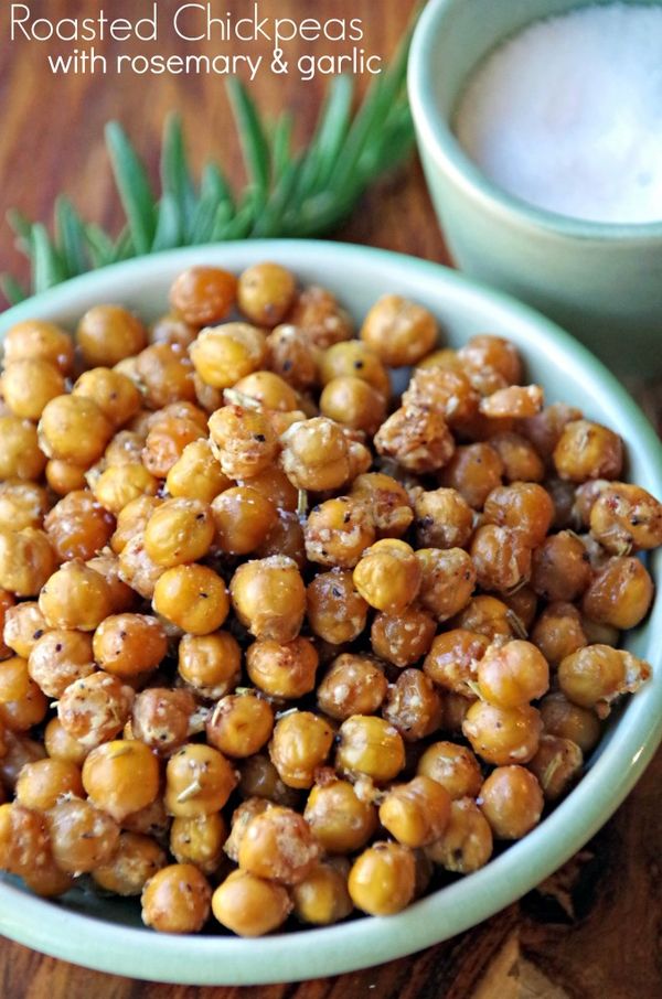 Spicy Roasted Chickpeas Snack Recipe with Rosemary and Garlic