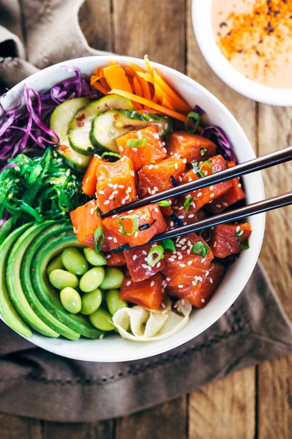 Spicy Sockeye Salmon Poke Bowls