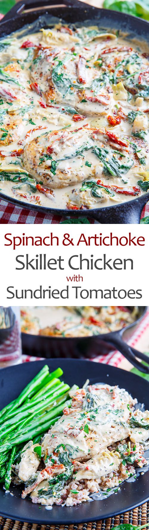 Spinach and Artichoke Skillet Chicken with Sundried Tomatoes