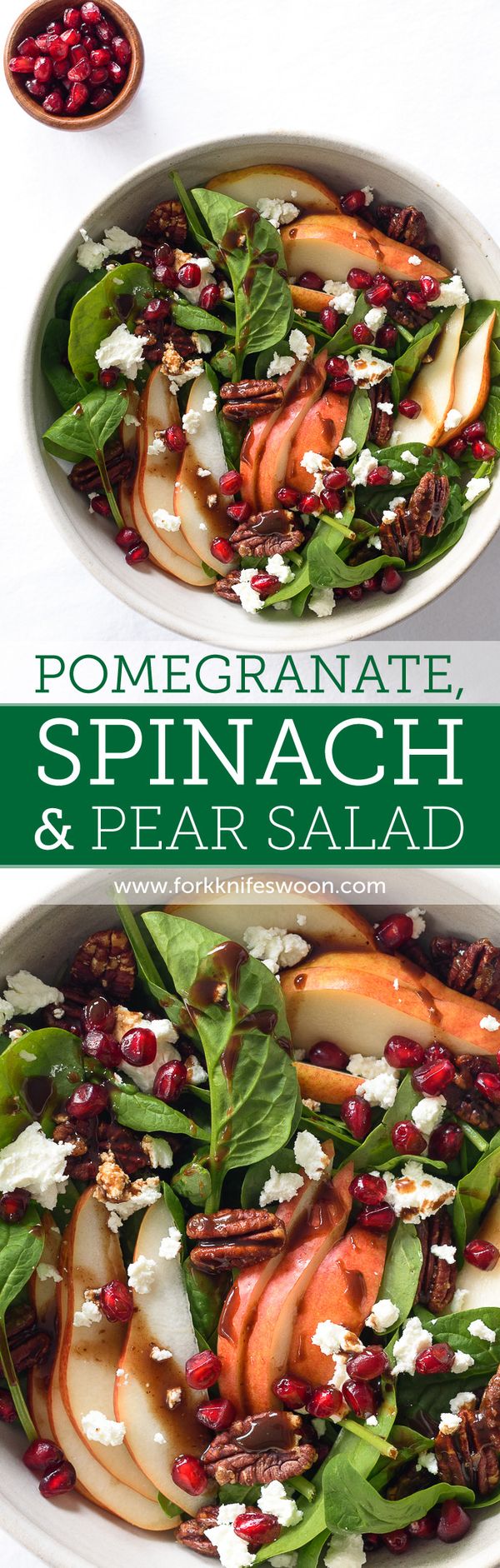 Spinach and Pear Salad with Pomegranate and Candied Pecans