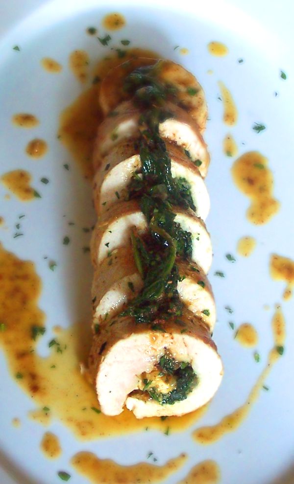 Spinach Artichoke and Feta Chicken Roulade