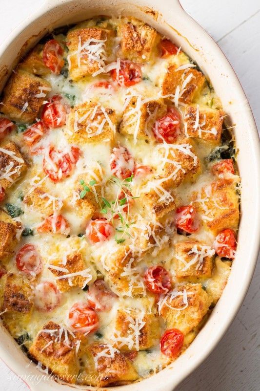 Spinach, Onion & Cheese Breakfast Strata