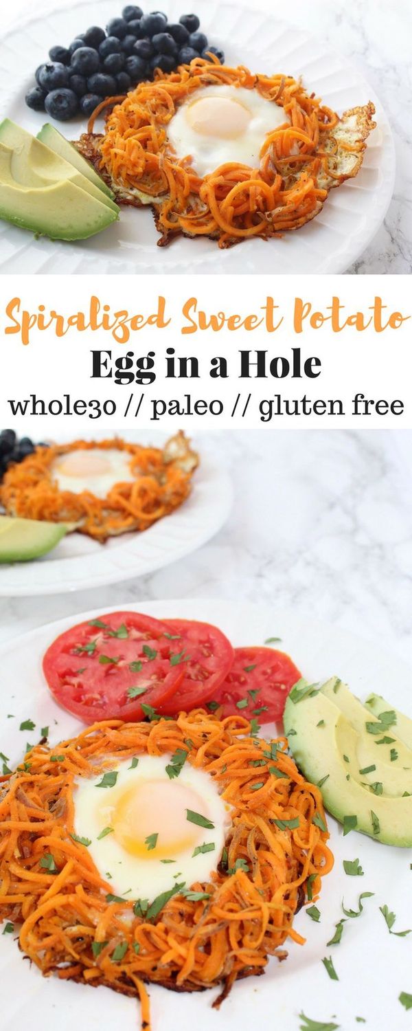 Spiralized Sweet Potato Egg in a Hole