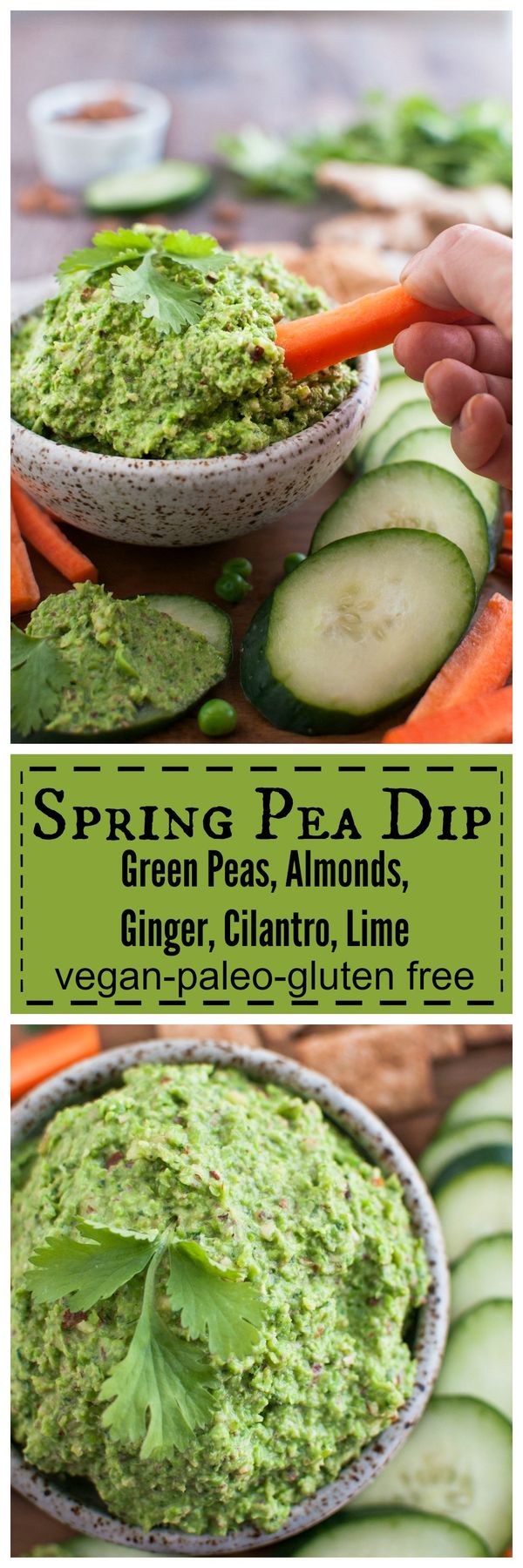 Spring Pea Dip with Almonds, Ginger, and Cilantro