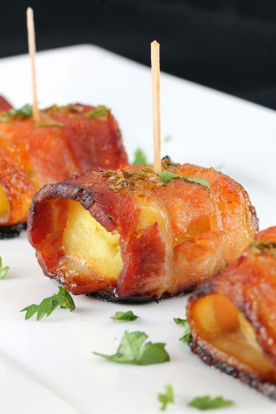 Sriracha-Honey Glazed Bacon-Wrapped Pineapple