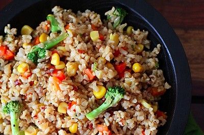 Stir fry vegetables with brown rice