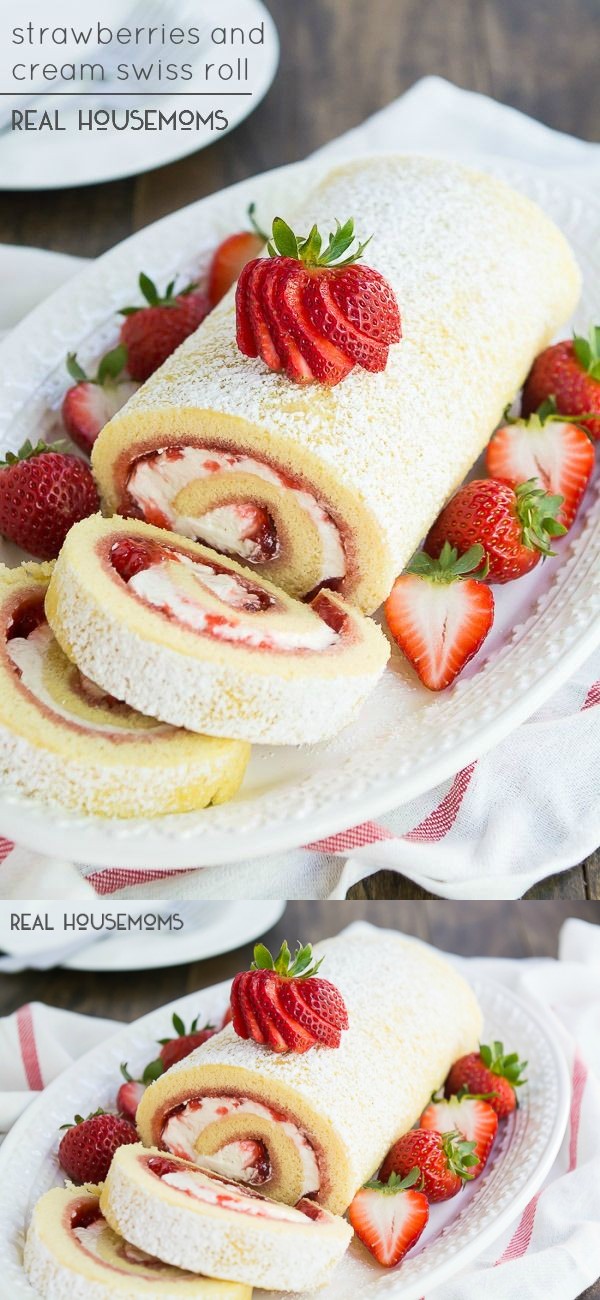 Strawberries and Cream Swiss Roll