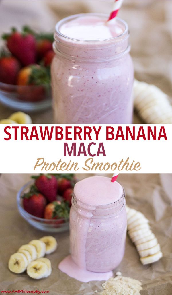 Strawberry Banana Maca Protein Smoothie