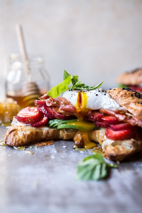 Strawberry, Basil and Crispy Prosciutto Breakfast Sandwich