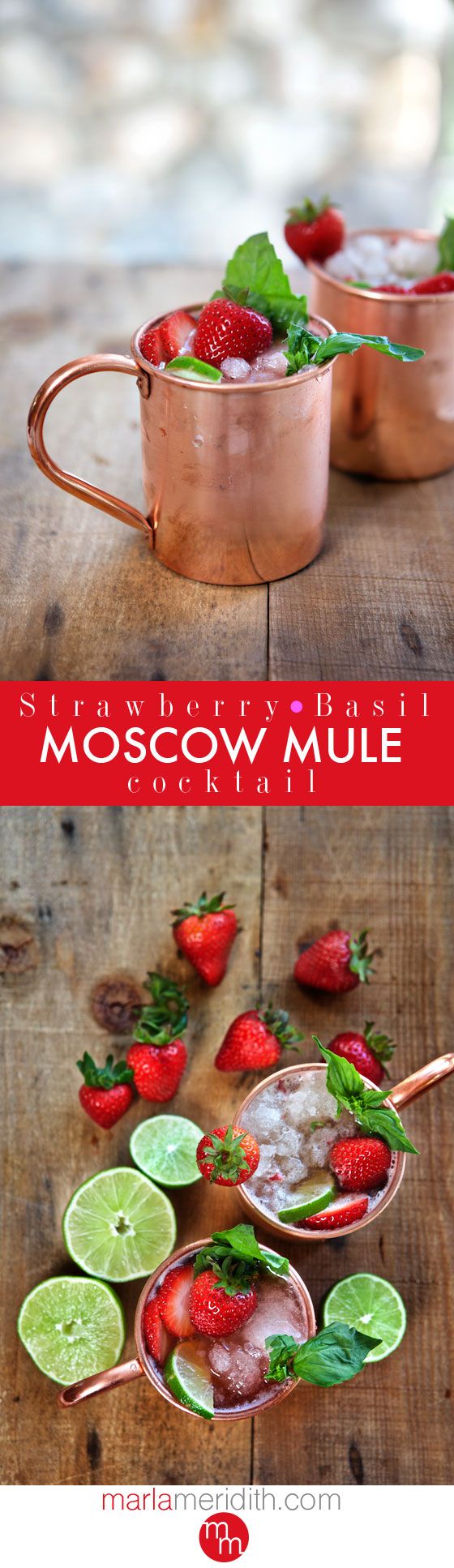 Strawberry Basil Moscow Mule Cocktail