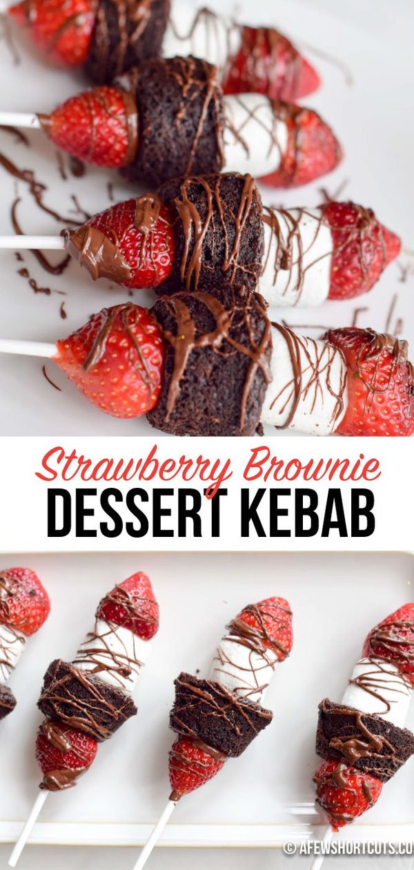 Strawberry Brownie Dessert Kebab