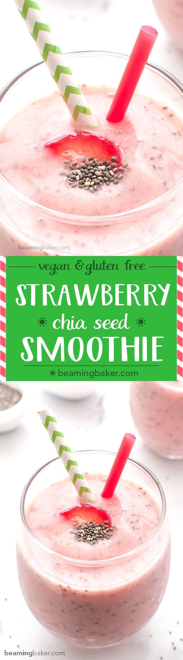 Strawberry Chia Seed Smoothie (Vegan, Gluten Free