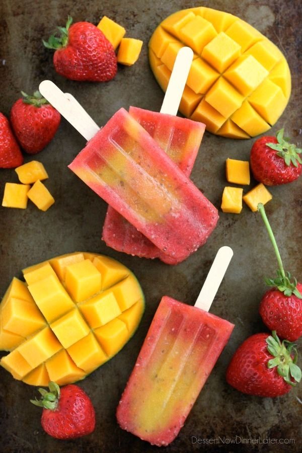 Strawberry Mango Chia Popsicles