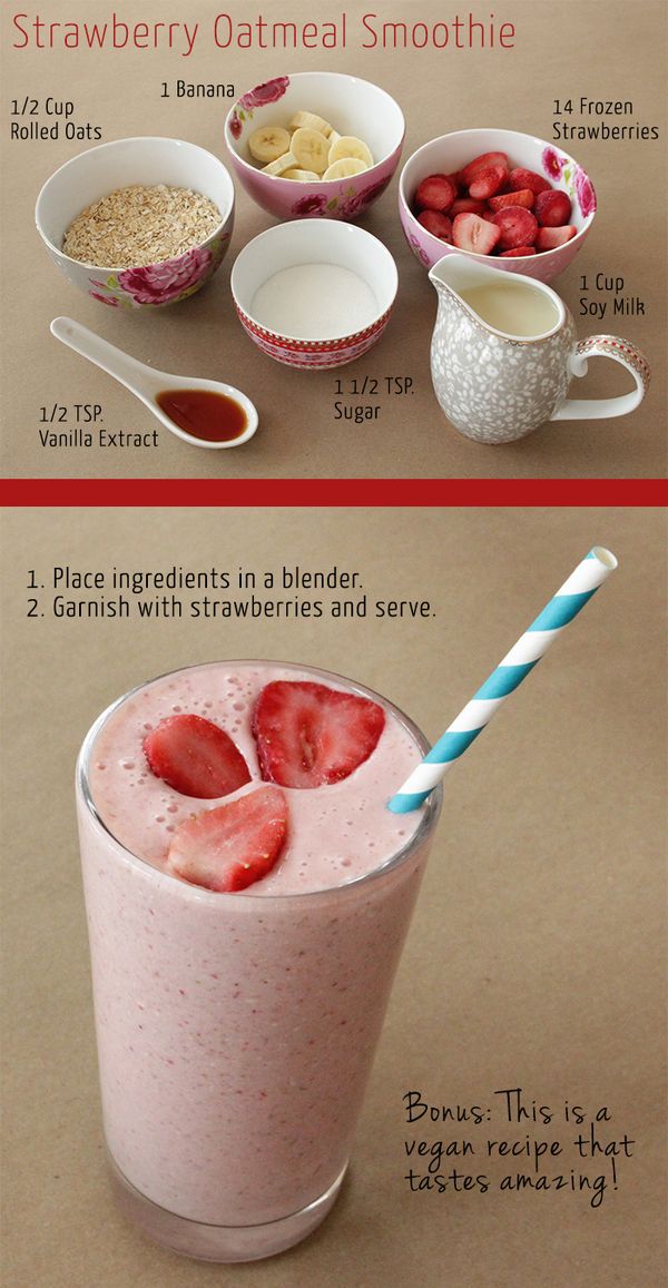 Strawberry Oatmeal Breakfast Smoothie