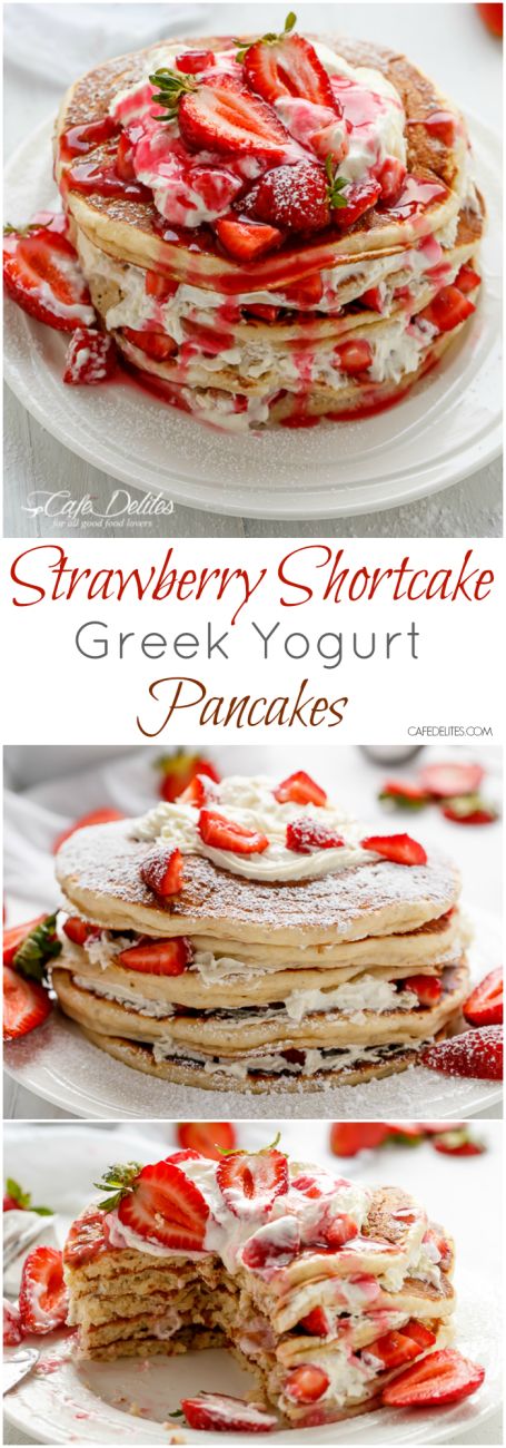 Strawberry Shortcake Greek Yogurt Pancakes
