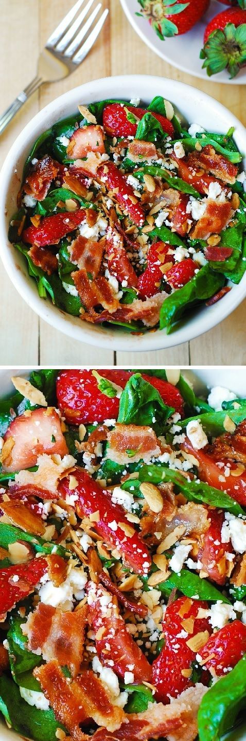 Strawberry spinach salad with bacon