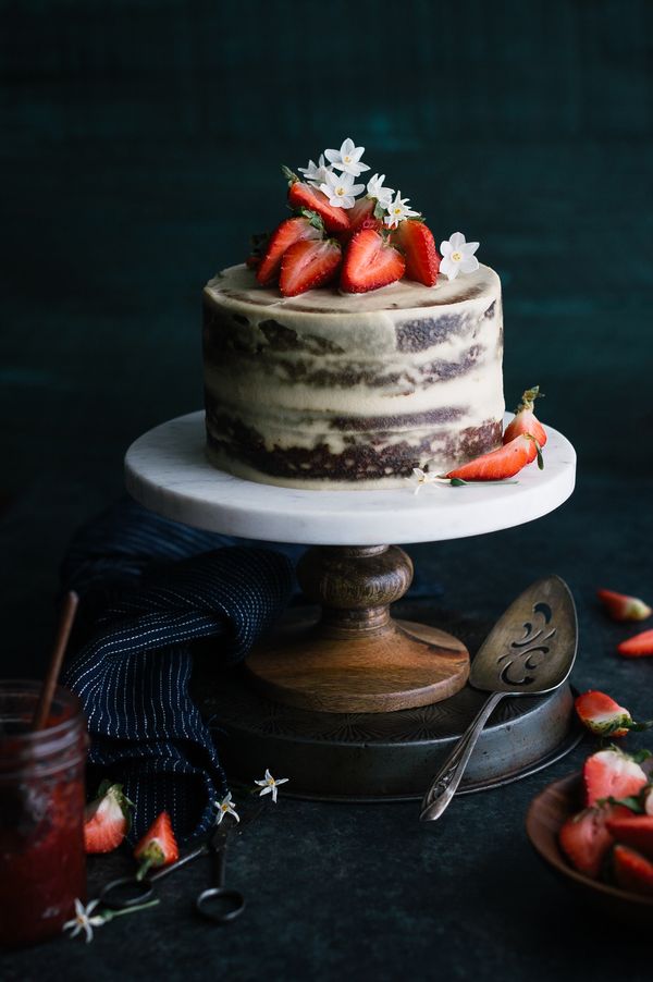 Strawberry Vanilla Almond Cream Layer Cake