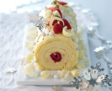 Stunning White Yule Log for Your Christmas Table