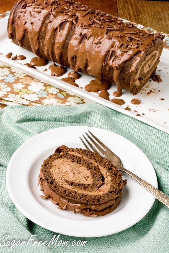 Sugar-Free Low Carb Chocolate Tiramisu Cake Roll